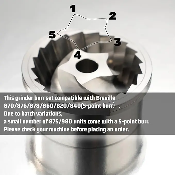 Conical Grinder Burr Set Replacement Compatible with Breville 870/876/878/860/820/840 Espresso Machines Coffee Grinder Burr