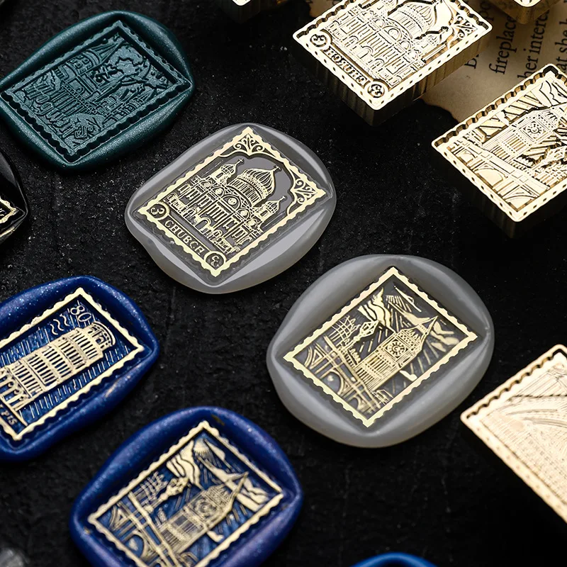 

Wax Seal Stamp Retro City Square Multistory Travel Building Lacquer Seal, Copper Head, Envelopes, Wedding Invitations