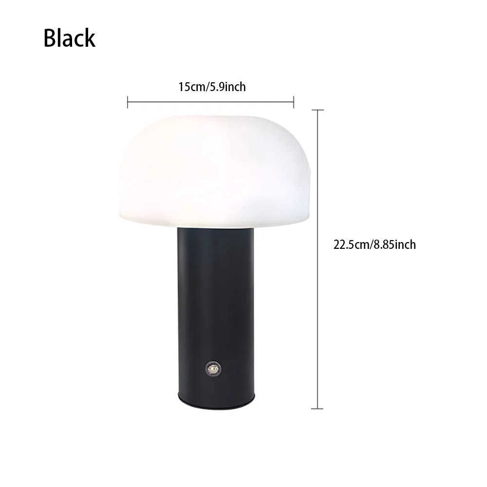 New Mushroom Lamp LED Charging Table Lamp 3-colors Dimming Desk Lamp Mushroom Night Light for Bar Restaurant Bedroom Decoration