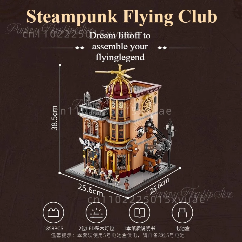 Steampunkowy Klub Fling Klocki Światowy Klub Lotniczy Budowa Dużej Maszyny Model do Składania Kolekcja Ozdoba Prezent