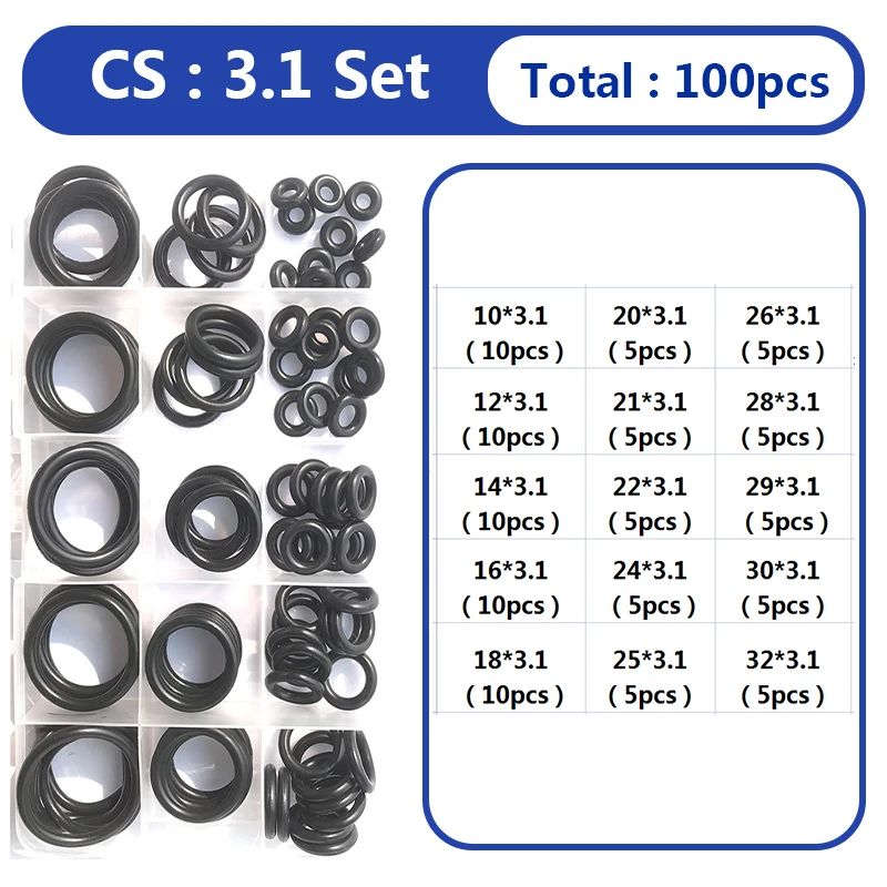 NBR Schwarze O-Ring Gummidichtungen Set Nitrilkautschuk Hochdruck-O-Ringe Nitril-Butadien-Gummi Abstandshalter Ölbeständige Unterlegscheiben – Detail 5