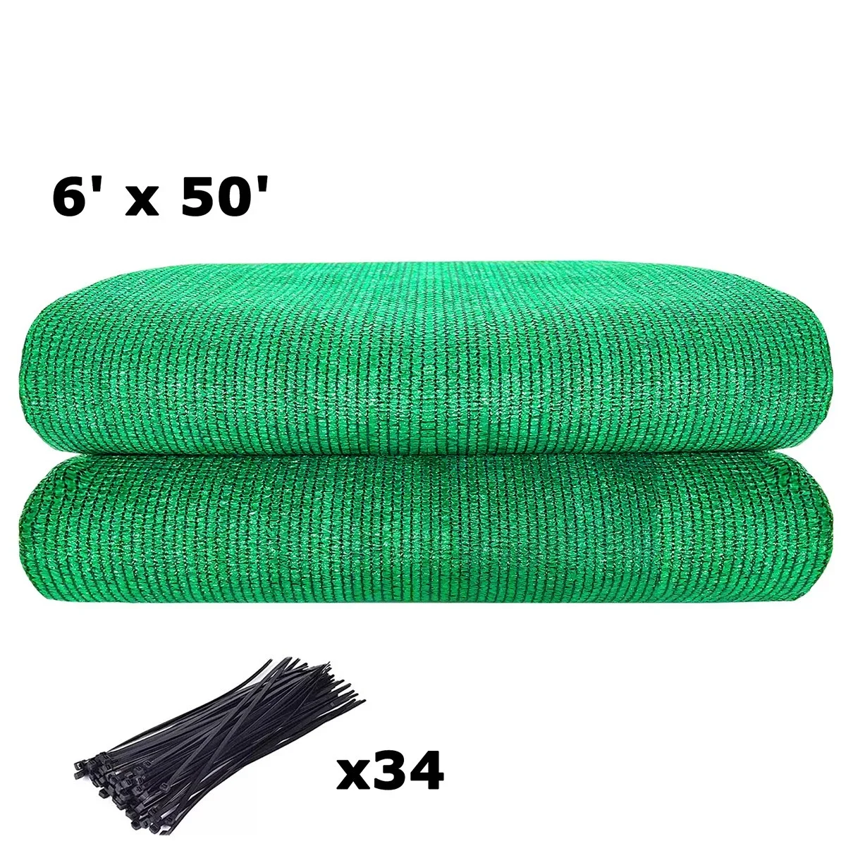 6FTX50FT Green Fence Privacy Screen Windscreen Cover Fabric -Backyard Privacy Fence, Balcony Deck Privacy Screen with Ties
