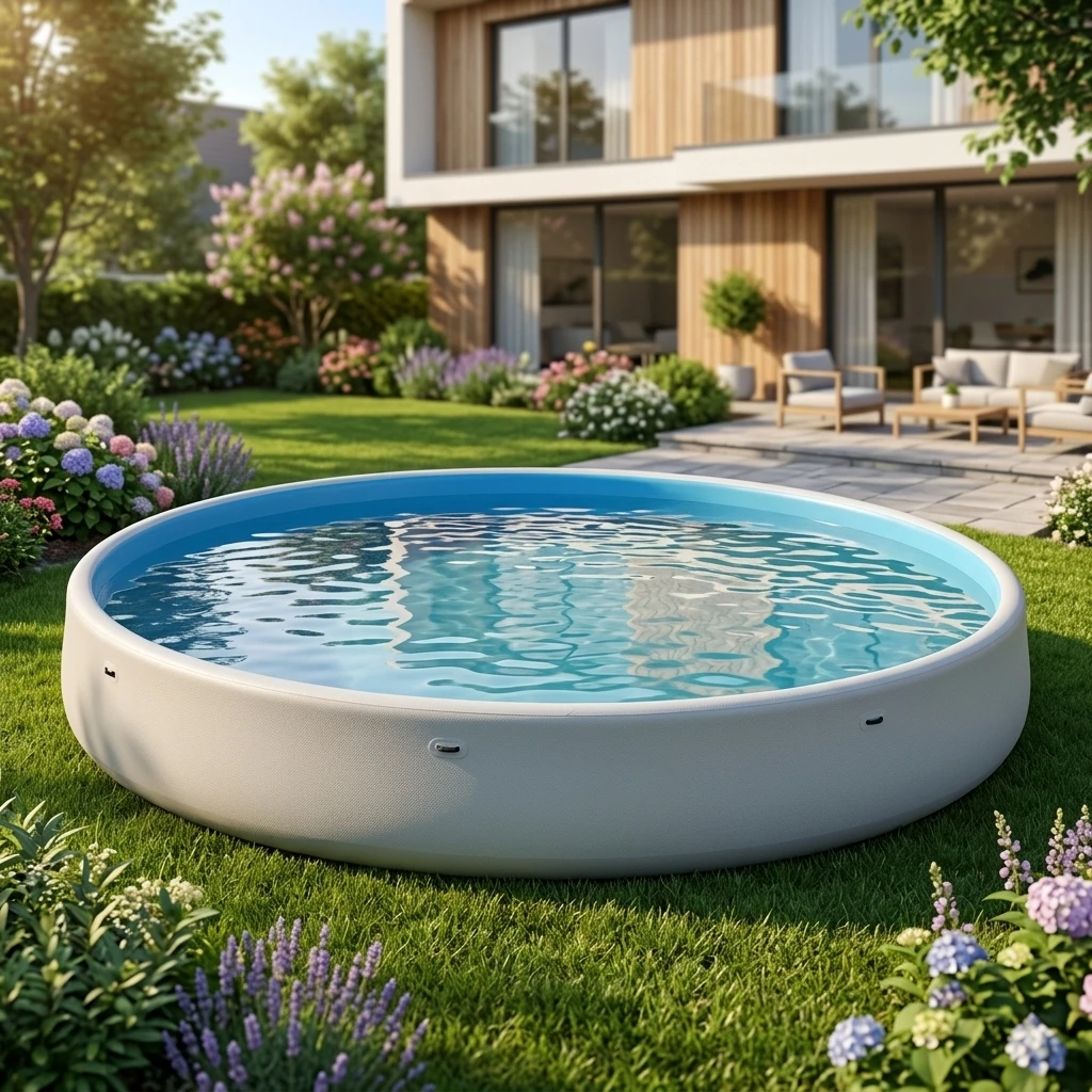 Round Heavy Duty Inflatable Pool PVC Drop Stitch with Drain Valve Above Ground Family Swimming Pool Foldable Swimming Pool