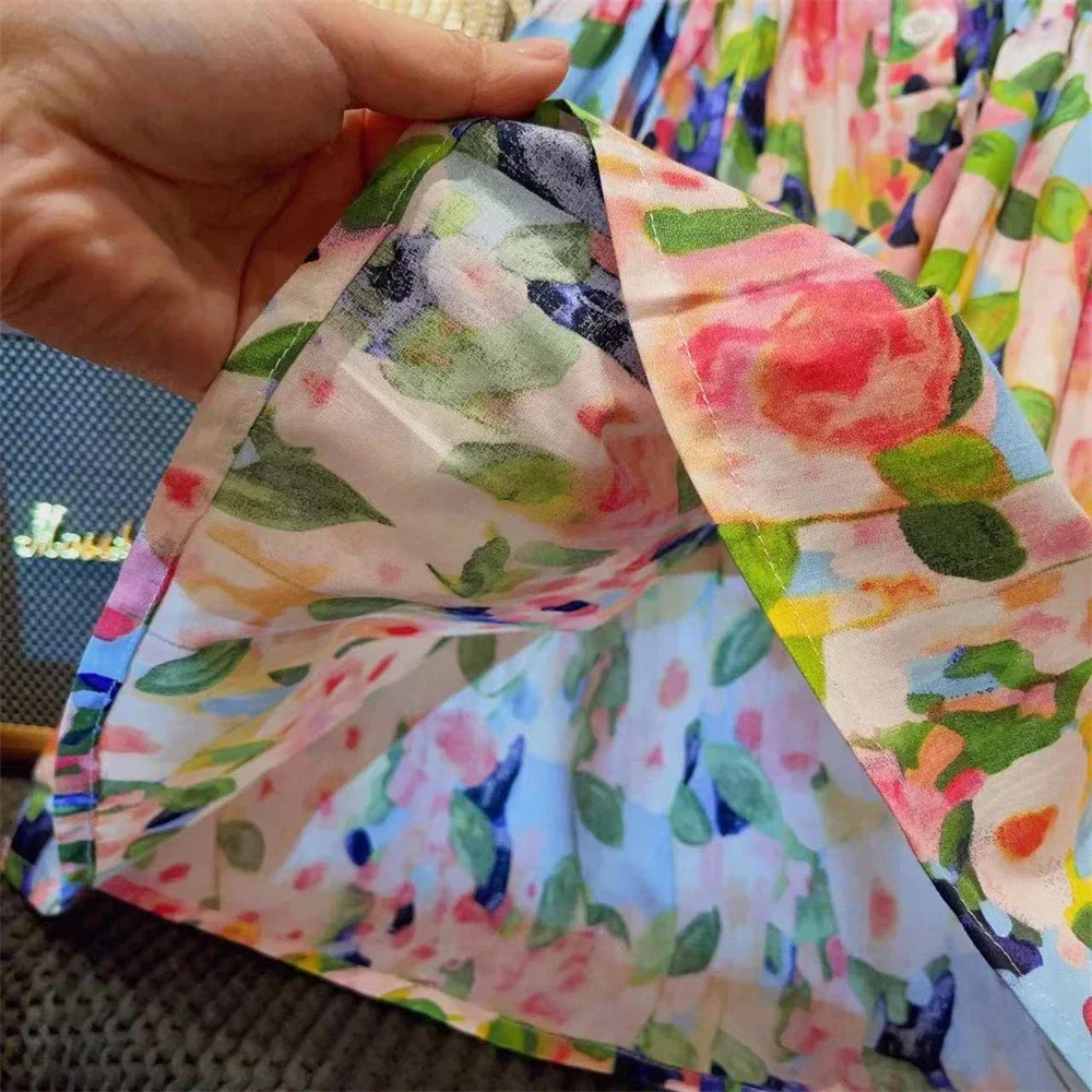 Новое летнее платье с летающими рукавами и круглым вырезом для девочек, модное детское платье с принтом, детские платья для девочек