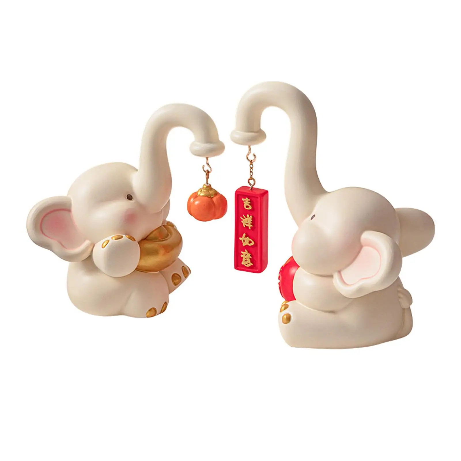 

2Pcs Elephant Figurines Housewarming Gifts Crafts Collectible Resin Couple Sculptures for Bedroom Table Bookshelf Entrance Hotel