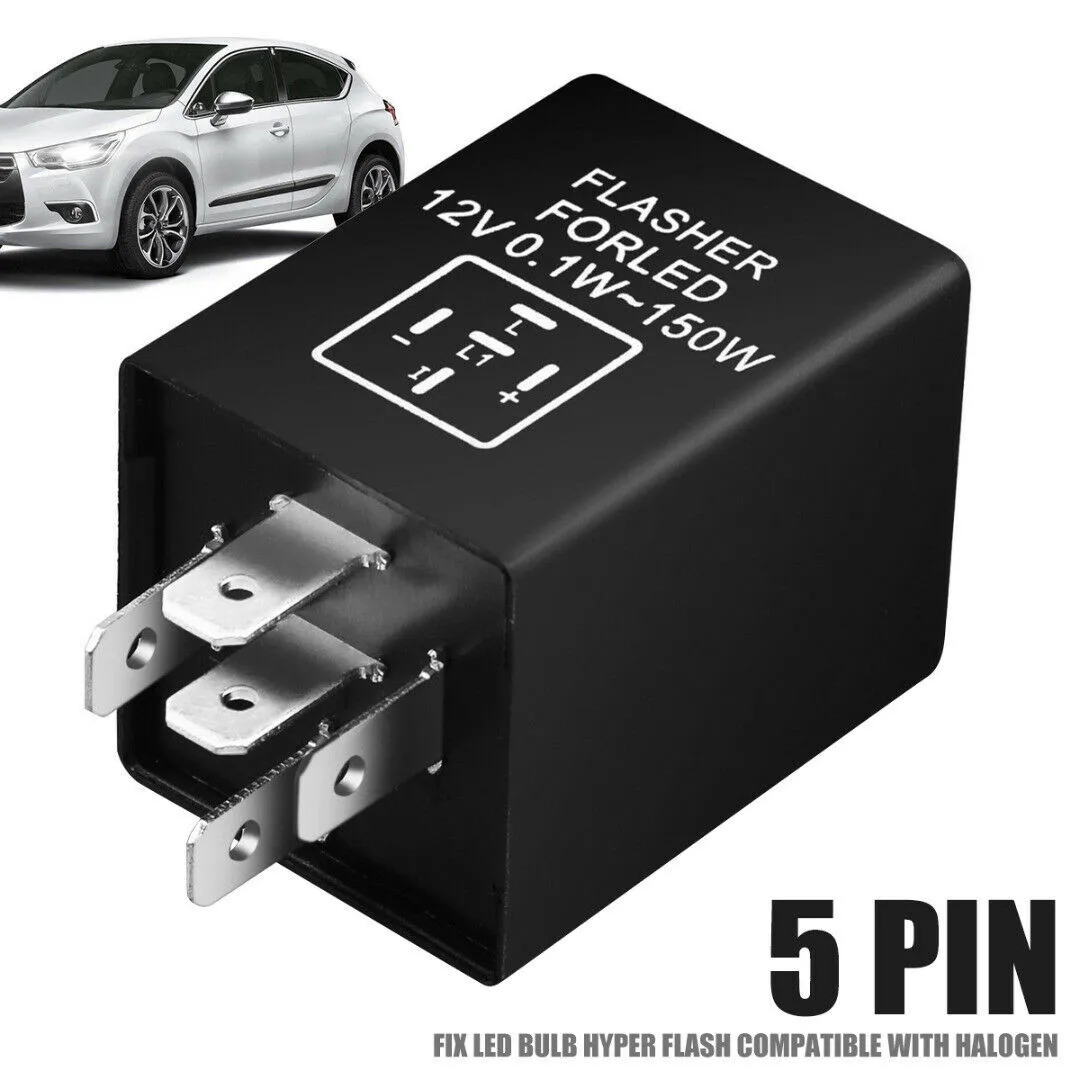 Relé Intermitente Electrónico LED Universal de 5 Pines 12V EP26 EP27, Relé Intermitente LED de Doble Destello para Dirección de Automóvil de Cinco Patas
