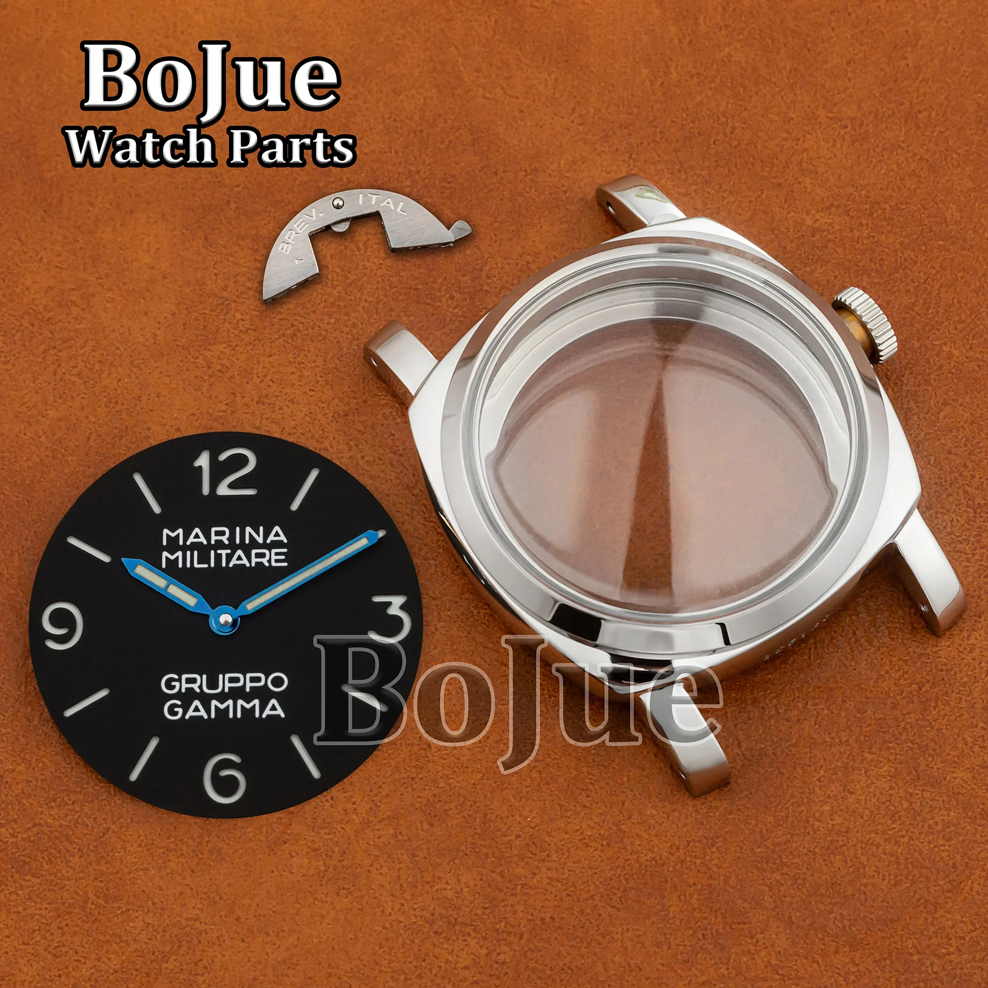 47mm ETA6497 Movement Stainless Steel Case Men manual Mechanical Watch Dial Hands Watch Replacement Parts for Pam 6152 Case