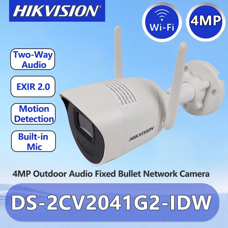 Hikvision 4MP Bullet IP Camera Motion Detection Two-Way Audio Outdoor Wireless Surveillance Wifi Camera DS-2CV2041G2-IDW