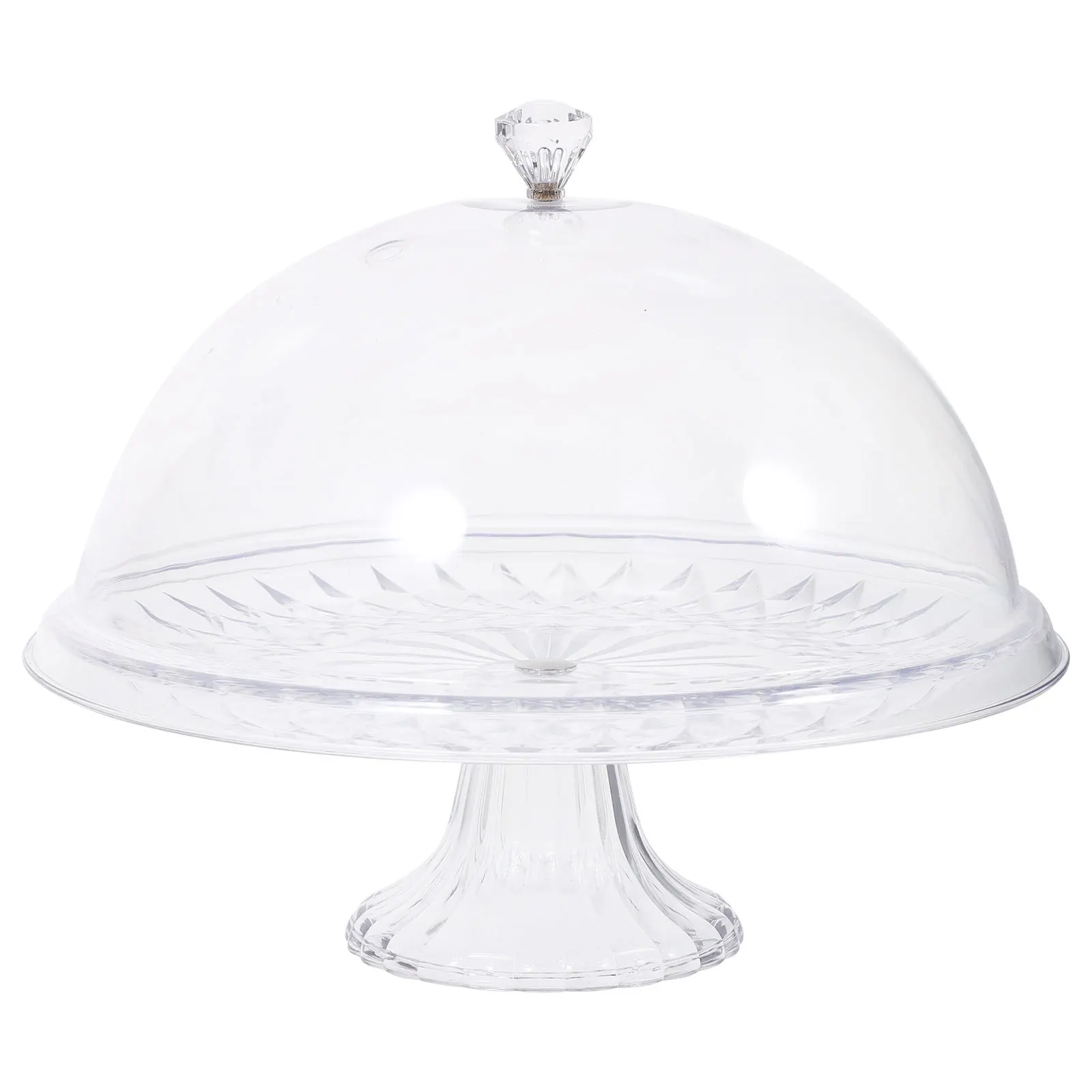 

1 Set Cake Stand With Dome Transparent Wear-Resistant Dessert Tray For Party Wedding Gathering Multi-Function Household Cake