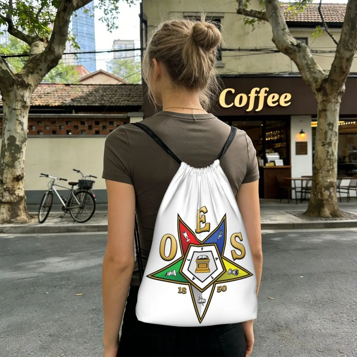 Oes Order Of The Eastern Star Backpacks Fashion Drawstring Bundle Pocket Shoes Bag Book Bags for Travel School