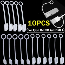 10-1PCS Charging Port Dust Plug Type C Port With Rope For USB A/HDMI A Charging Cable Anti-Lost Protector Caps Data Cord Cover