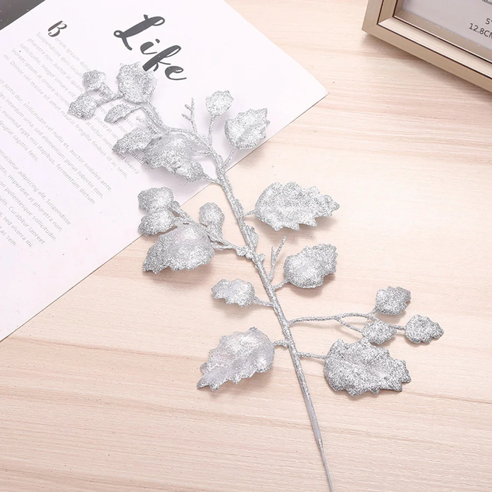 

9Pcs Christmas Artificial Leaves Stem Decoration Winter Holiday Wreath Tree Picks Fake Leaves Stems Artificial Plants