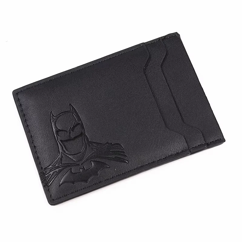 Halloween Costume Accessories Anime Superhero Bruce Wayne Bat PU Leather Hollow‑Out Card Wallet For Friend Party Cosplay Prop