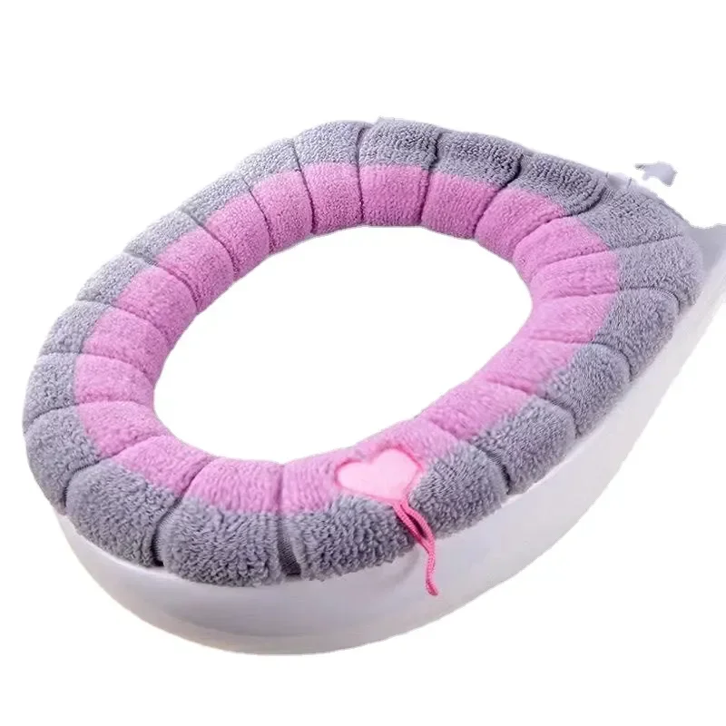 O-shaped Universal Bathroom Washable Toilet Warm Toilet Seat Cover Comfortable Thick Knitted Cushion Closestool Mat Pad Cover