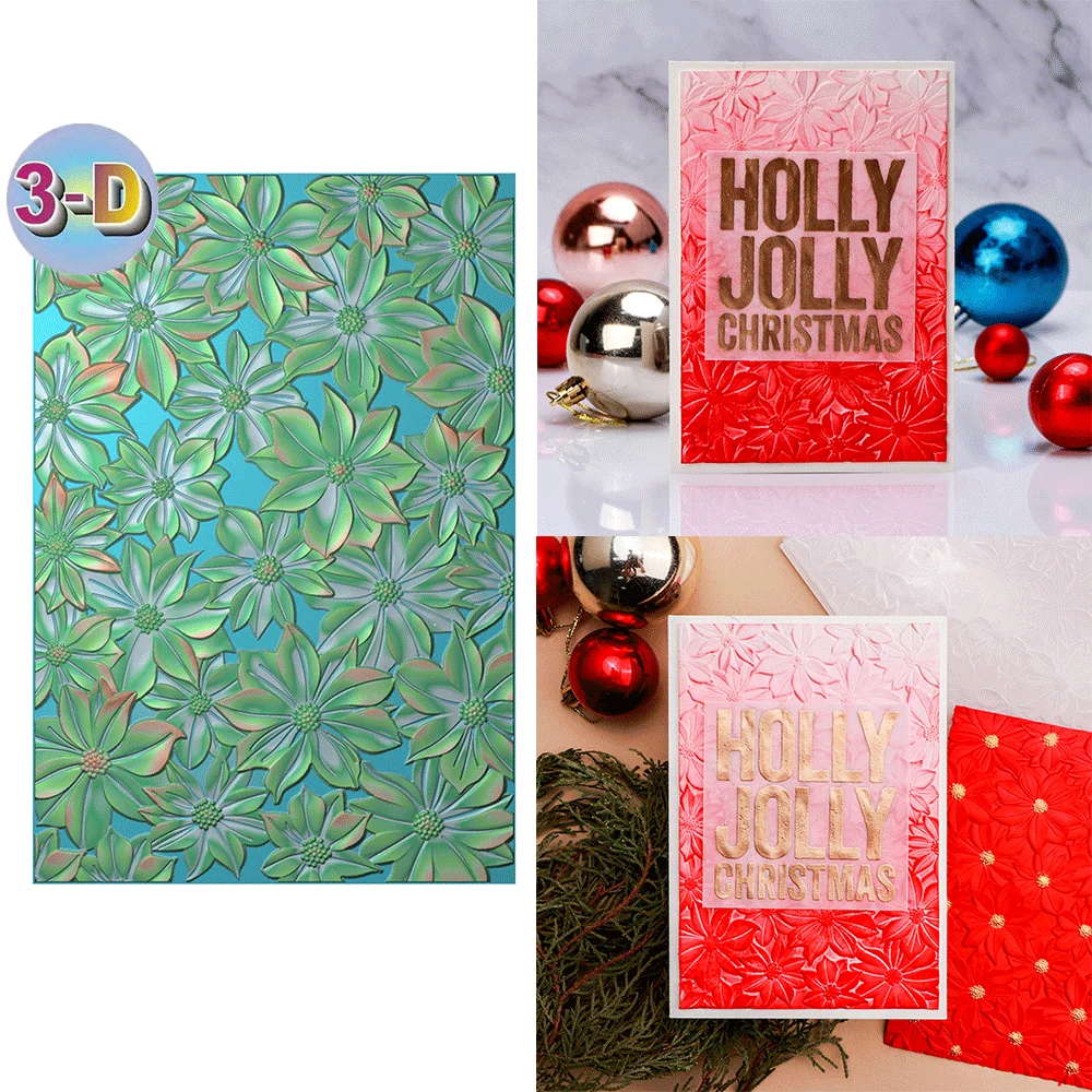 

Christmas Poinsettia Field 3D Embossing Folder Texture Pattern Background DIY Scrapbook Decorative Card Crafts Project Making