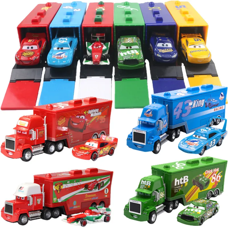 

Pixar Cars 3 Toy Car 1:55 Lightning Mcqueen Mack Uncle Truck Rescue Collection Alloy Model Container Truck Car Children Toy Gift