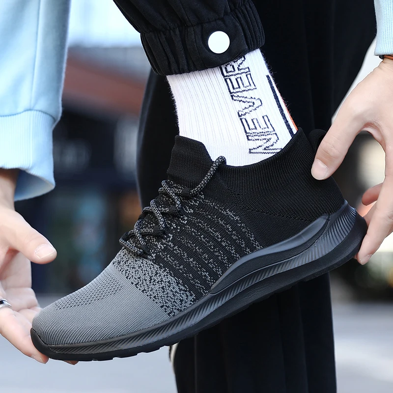 

Men's Mesh Elastic Lightweight Sports Outdoor Platform Lace Up Running Soft Sole Comfortable Casual Tennis Hiking Shoes 2024