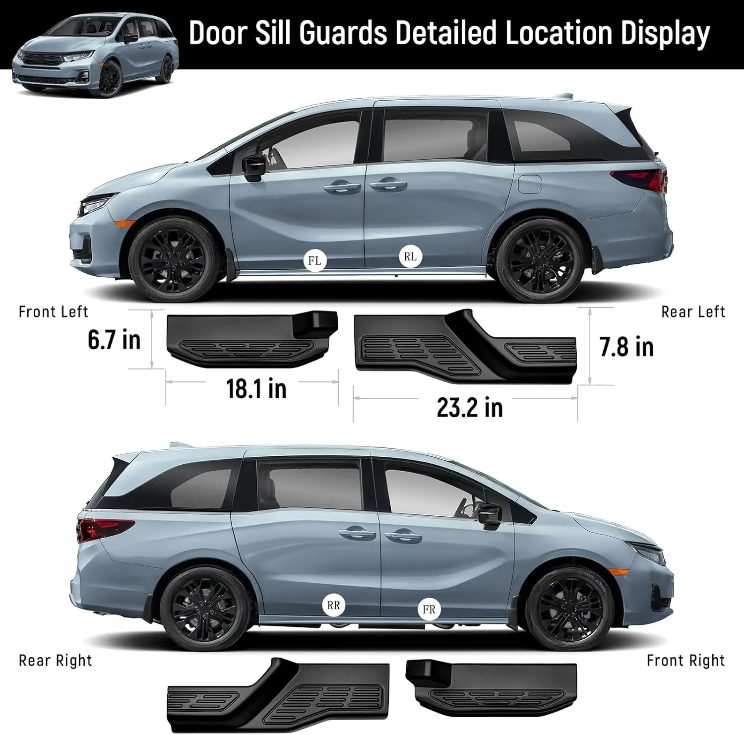 

4PCS Door Sill Protector for Honda Odyssey 2018-2026 Accessories Matte Black ABS Material Front and Rear Door Car Pedal Kick