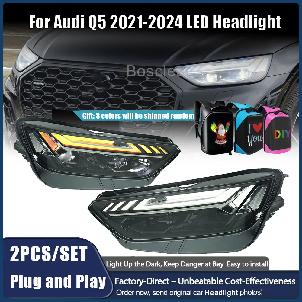

Car Light for Audi Q5 2021-2024 LED Headlights Projector Lens Siginal DRL HeadLamps Dynamic Signal Lamps Automotive Accessories