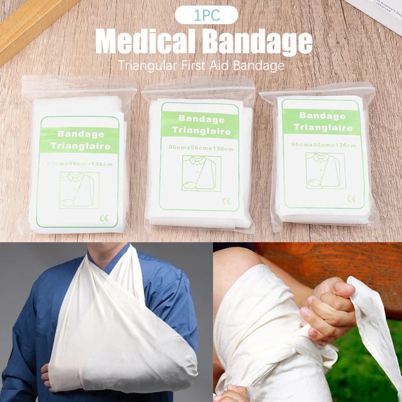 1 saco médico triangular bandage fixação de fratura bandagem de emergência primeiros socorros gaze triângulo bandagem