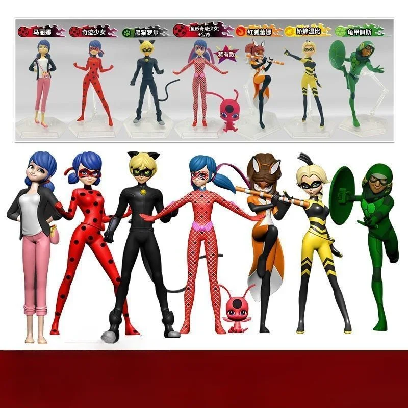 Anime Miraculous Ladybug Cat Nior caja ciega Marinette Queen Bee Rena Rouge figura de acción muñecas modelo colección de juguetes regalos para niños