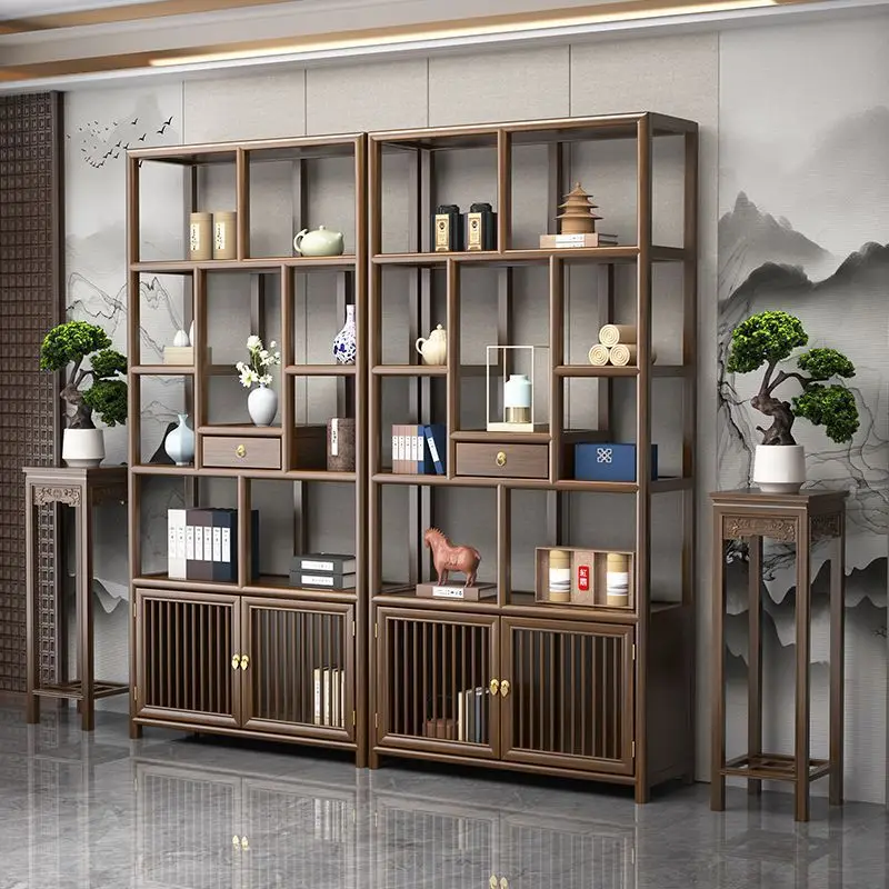 Elm partition ornament office tea room storage display cabinet bogu rack