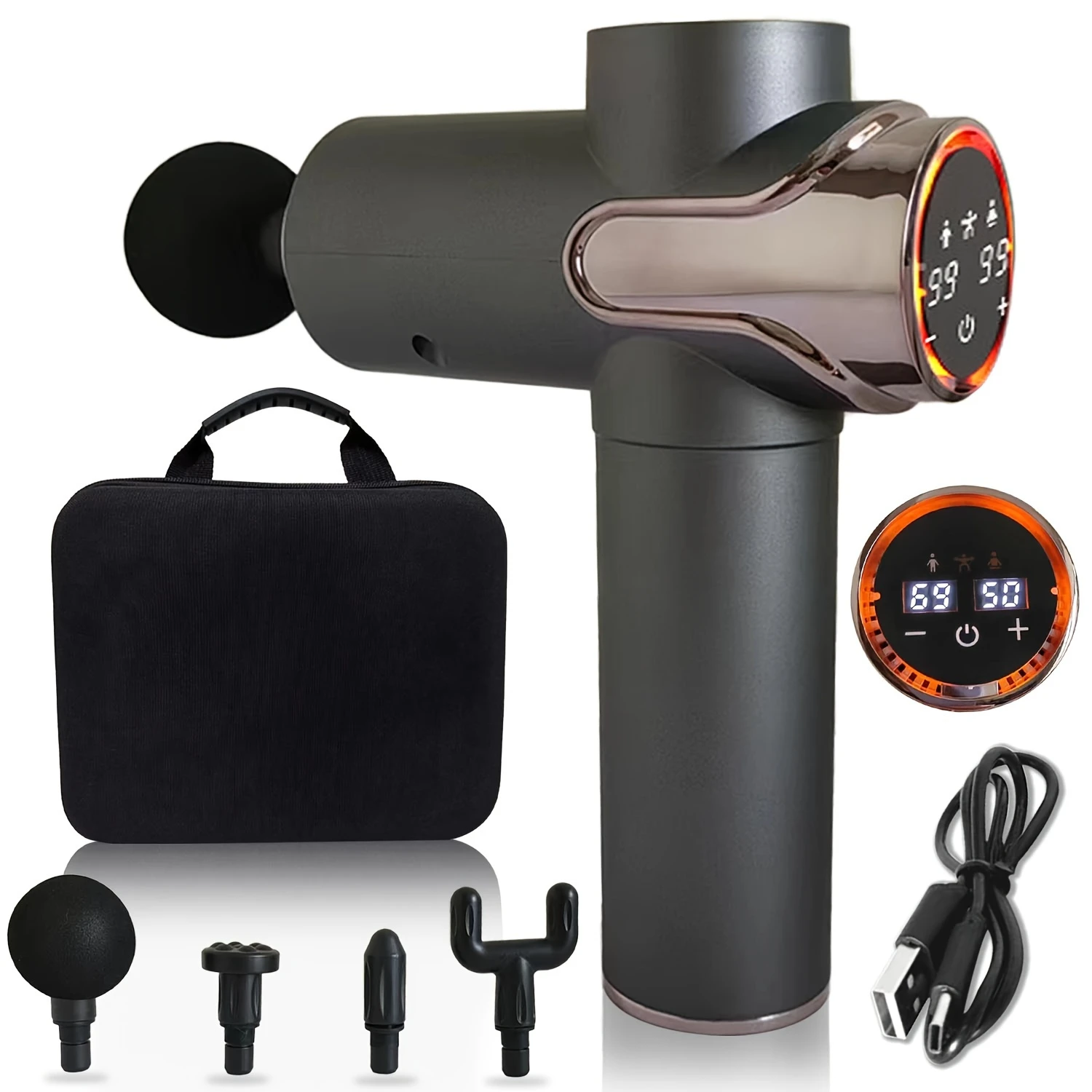 

Professional Deep Tissue Massage Gun With Lcd Display & Bag - 99 Speeds, Usb Rechargeable, Hypoallergenic For Full Body Relief
