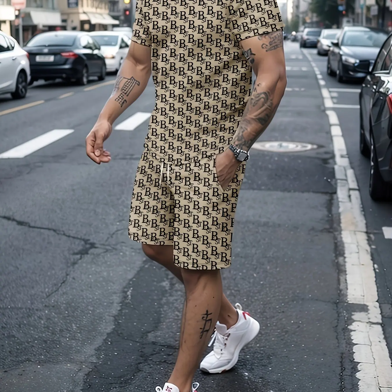 

Fashion Art Aesthetics Carton People Print Tracksuit for Men Summer New Men's Beach Jogging Sets Casual O-neck Tshirt Shorts Set