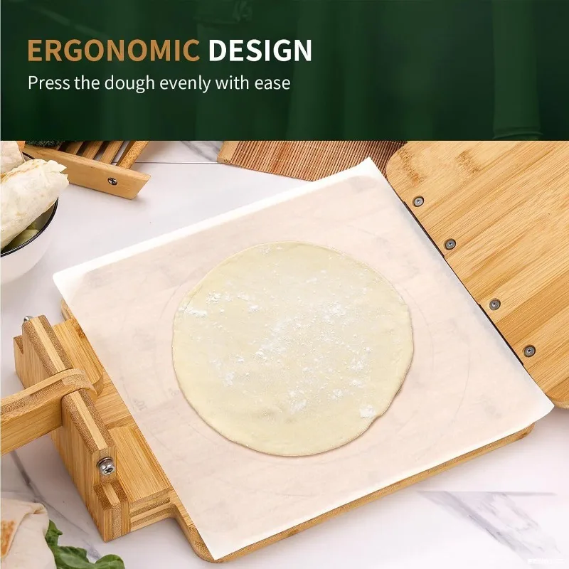 Natural Bamboo Dough Press Machine Portable Handheld Tortilla Maker Household Kitchen Baking & Pastry Making Tool