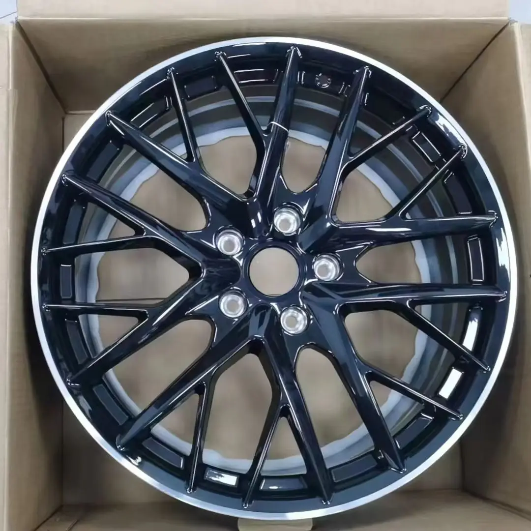 Popular Style 11J R21 Glossy Black Machine Lip 5 Holes 130 12000 Tons Forging Multi Spoke Car Hub