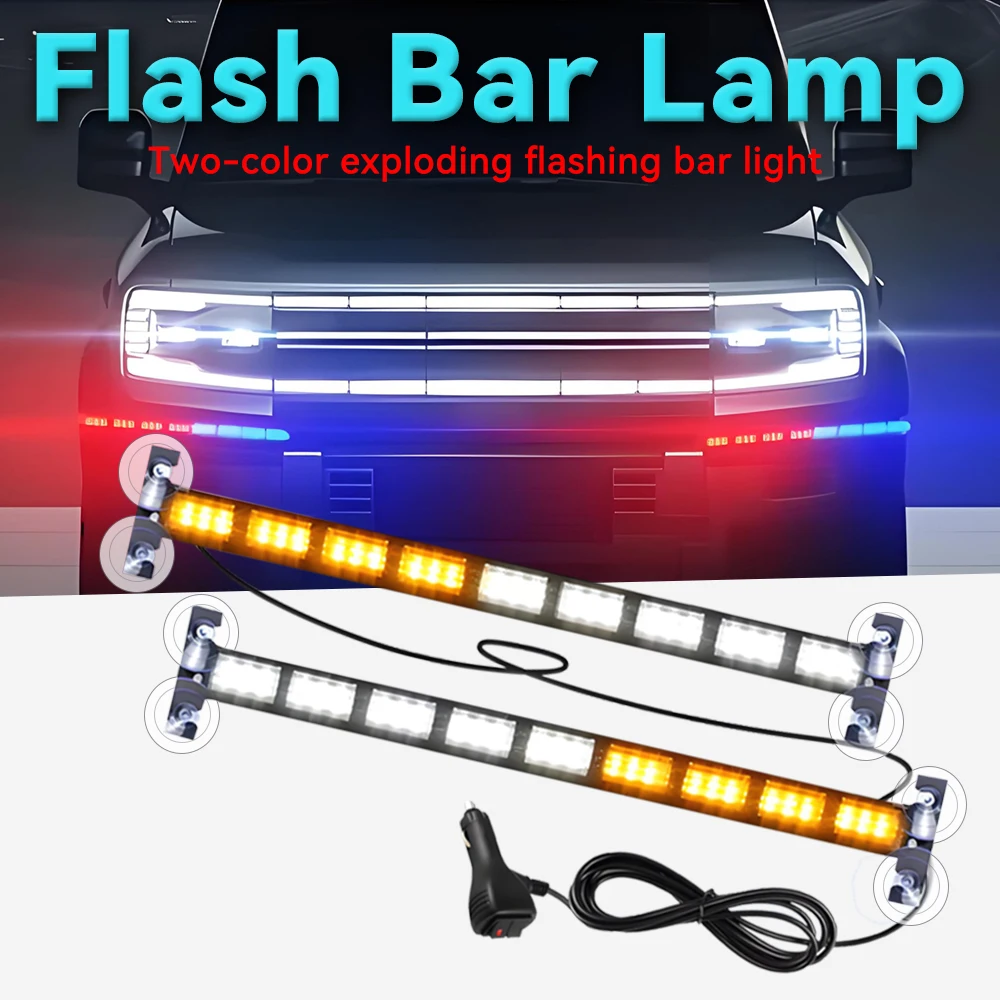 108W Car Mounted LED Color Changing Bar Light Multifunctional Long Strip Flashing Warning Light Safety Signal Flashing Light Str