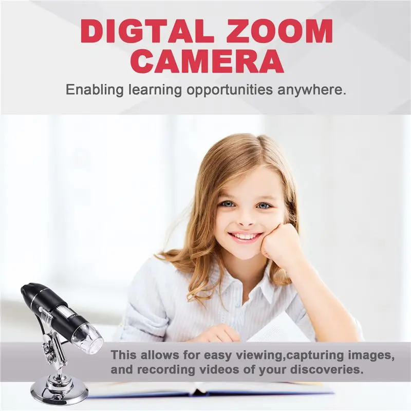 B17C 1600X 3-In-1 High-Definition Digital Microscope LED Portable Smart Connect For Android Pc Computer Children's Teaching