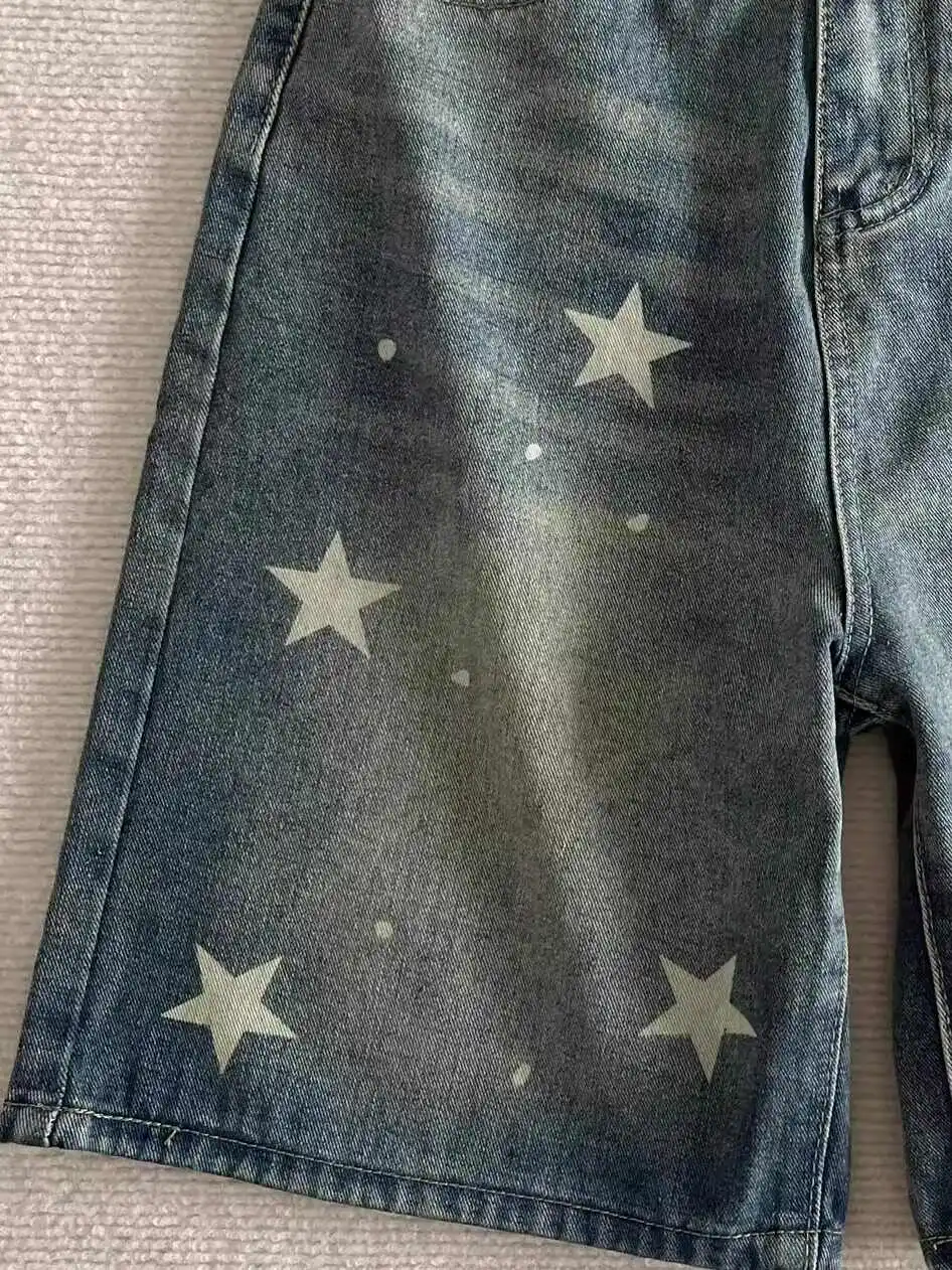 여성 니렝스 데님 숏팬츠 하이웨이스트 스타 청반바지 2000년대 Y2K 하라주쿠 빈티지 카우보이 숏 팬츠 여름옷 2025