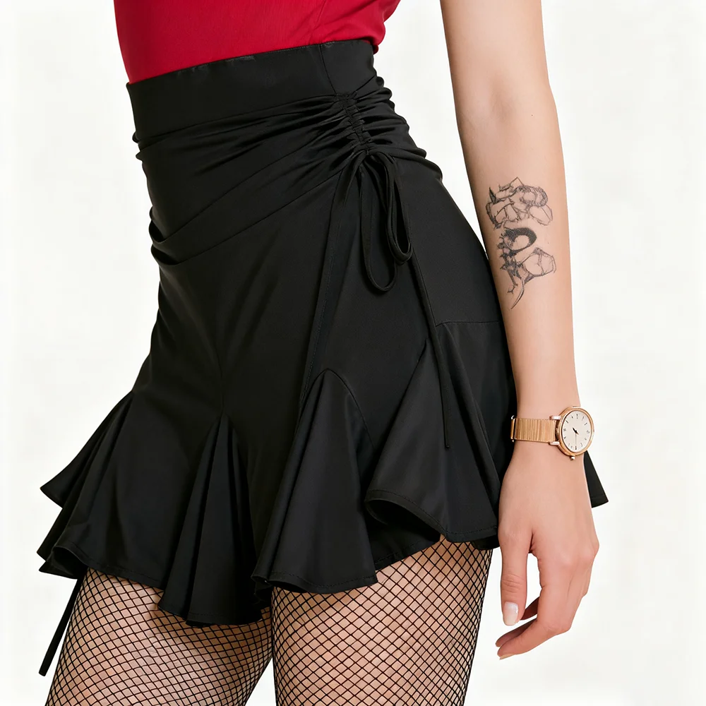 

Юбка для латинских танцев, женская юбка для бальных танцев, румбы, самбы, танго, чачи, танцевальная одежда с высокой талией, костюм, юбки для выступлений на сцене