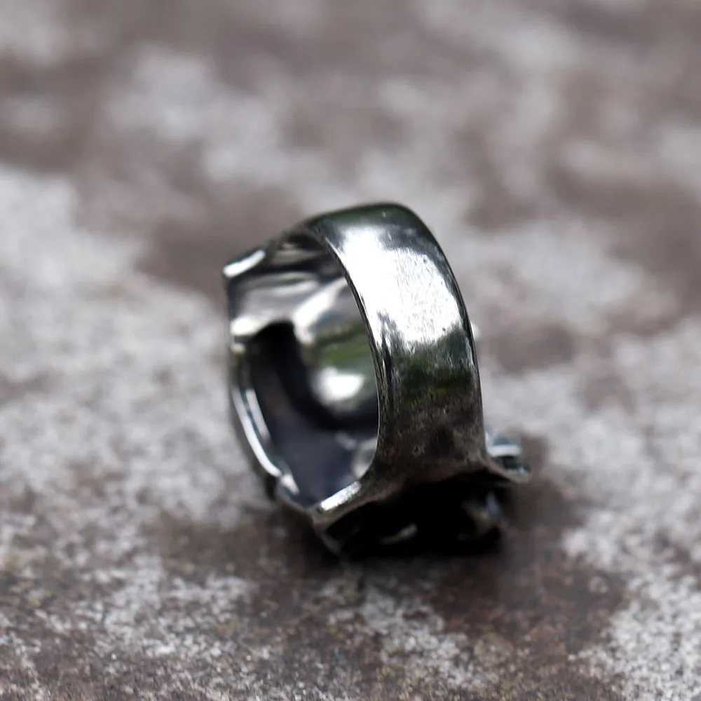 NEW Men\'s 316L stainless-steel rings retro Motorcyclist skull RING for teens gothic punk Jewelry Gift free shipping