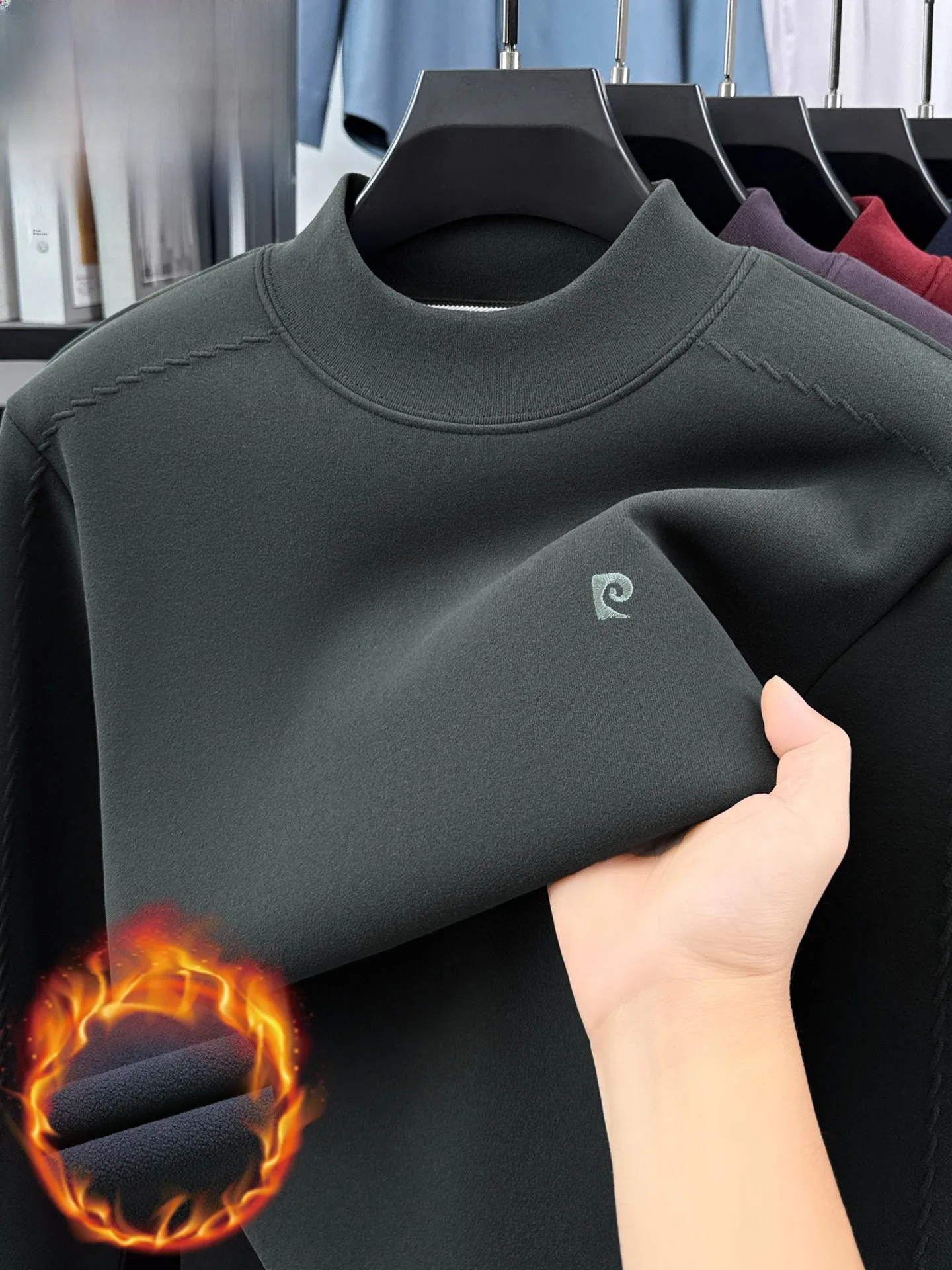 

Мужская толстовка Pierre Cardin с флисовой подкладкой, утепленная, с высоким воротником, из теплой шерстяной смеси, базовый слой, повседневный городской стиль