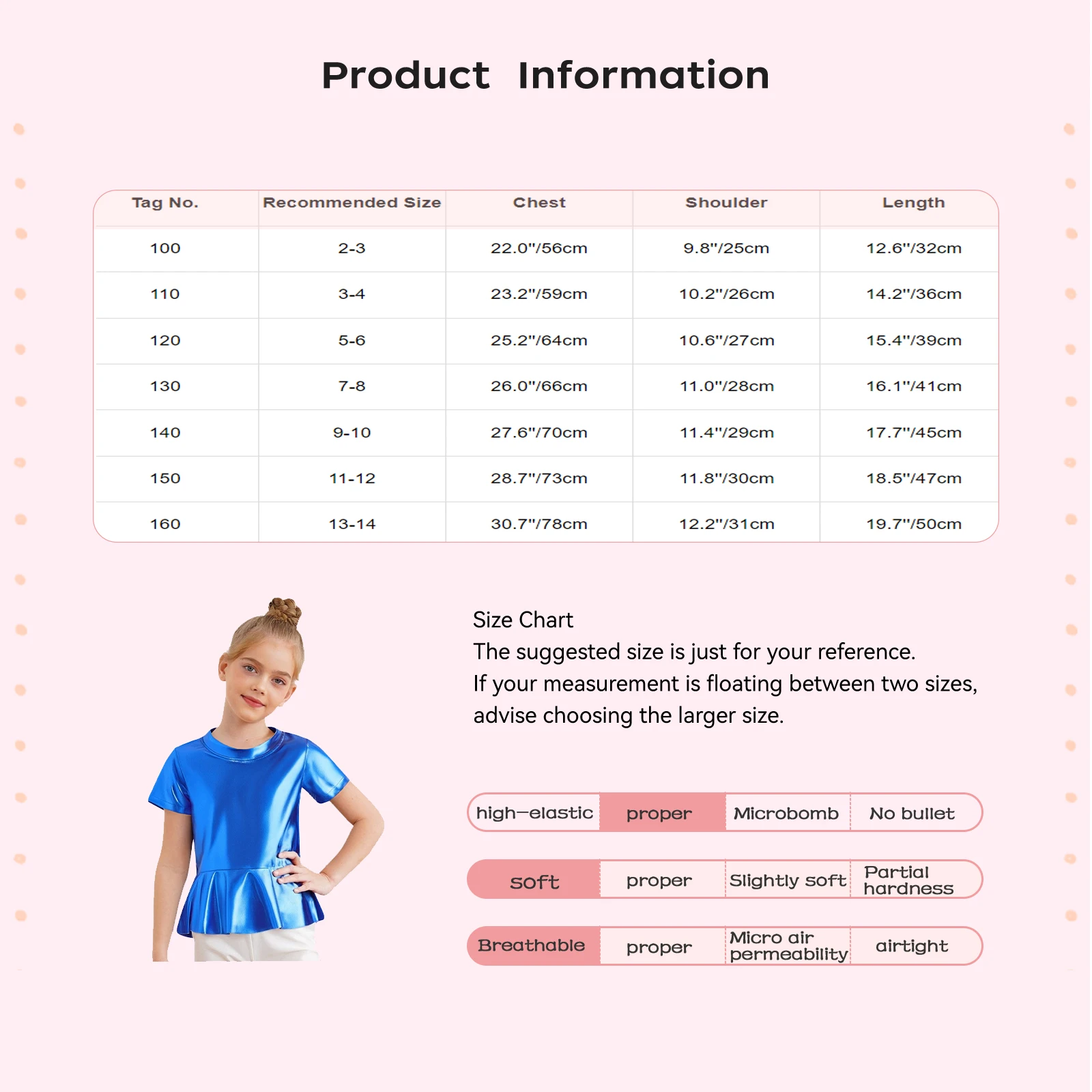 

Kids Girls Jazz Dance Performance Competition Outfit Metallic Peplum Top Round Neck Short Sleeves Shiny T-shirt for Jazz Hip Hop
