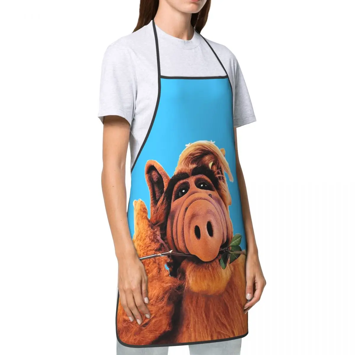 Alf And Flower Funny Aprons for Men Women Alien Life Form Adult Unisex Kitchen Chef Bib Tablier Cuisine Cooking Baking Gardening