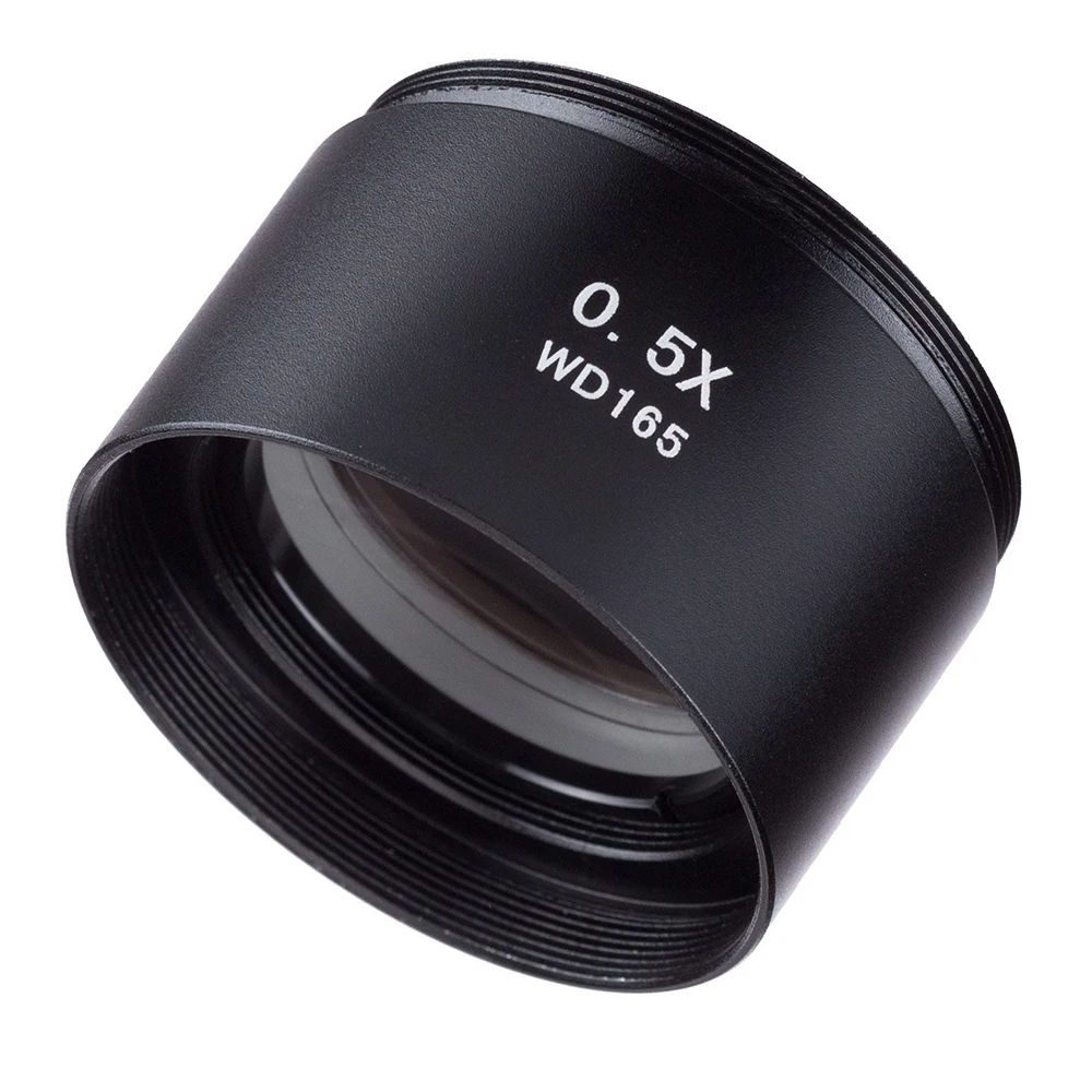 EYSDON 0.5X Stereo Microscope Auxiliary Barlow Lens M48*0.75 Thread WD165 Focal Reducer Objective Lens Accessory