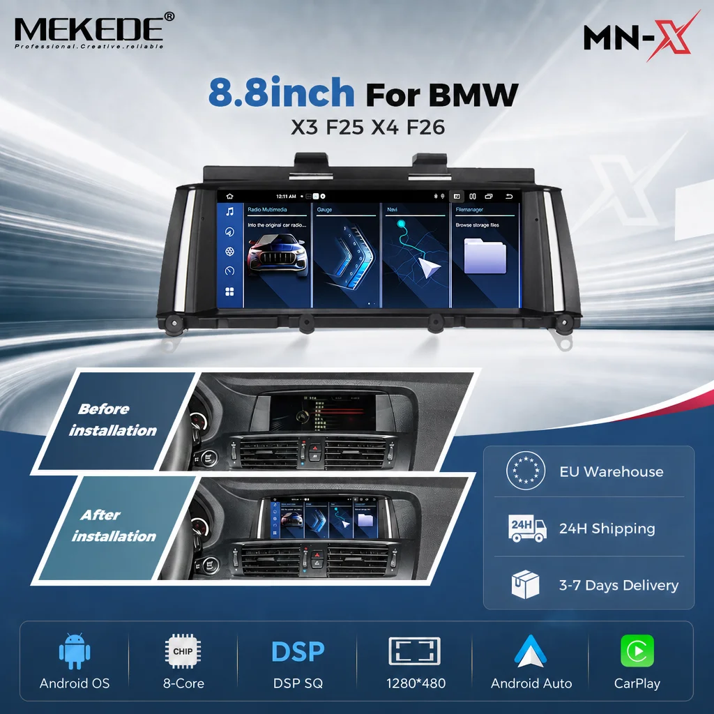 MEKEDE, autoradio Android all-in-one per BMW X3 F25 e X4 F26 (2011-2016), disponibile in magazzino nell'UE, con lettore multimediale, navigazione GPS, sistema di controllo intelligente per veicoli,