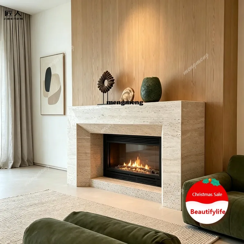 

L178 Italian simple imitation natural marble mantel modern light luxury wall decoration fireplace cabinet