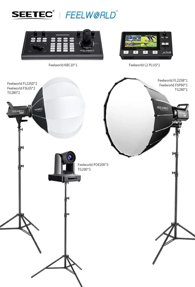 Feelworld Optional Dual-Camera Photography Lights PTZ Broadcast Solution Live Streaming Equipment Kit