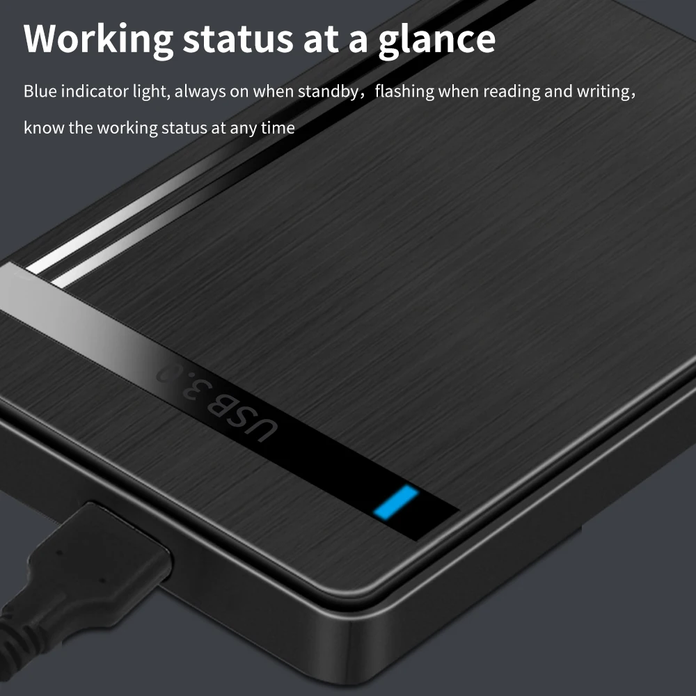 TISHRIC-carcasa externa SATA a USB 3,0 para disco duro, caja de almacenamiento externo para SSD, compatible con PC y portátil, 2,5 pulgadas