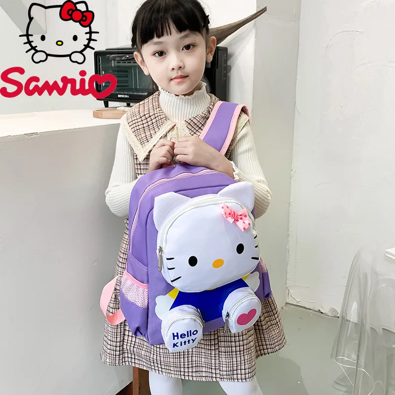  Hello Kitty Backpack Kawaii Stylish Bag Women's Colorblock Rucksack Large Capacity Foldable Outdoors Daypack