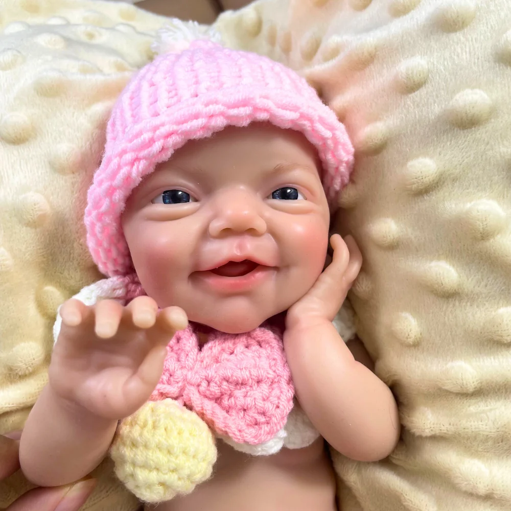 

Mini 33 CM Full Body Silicone Reborn Baby Doll Charlie Girl Lifelike Soft Solid Silicone Washable Doll Christmas Gift Toy