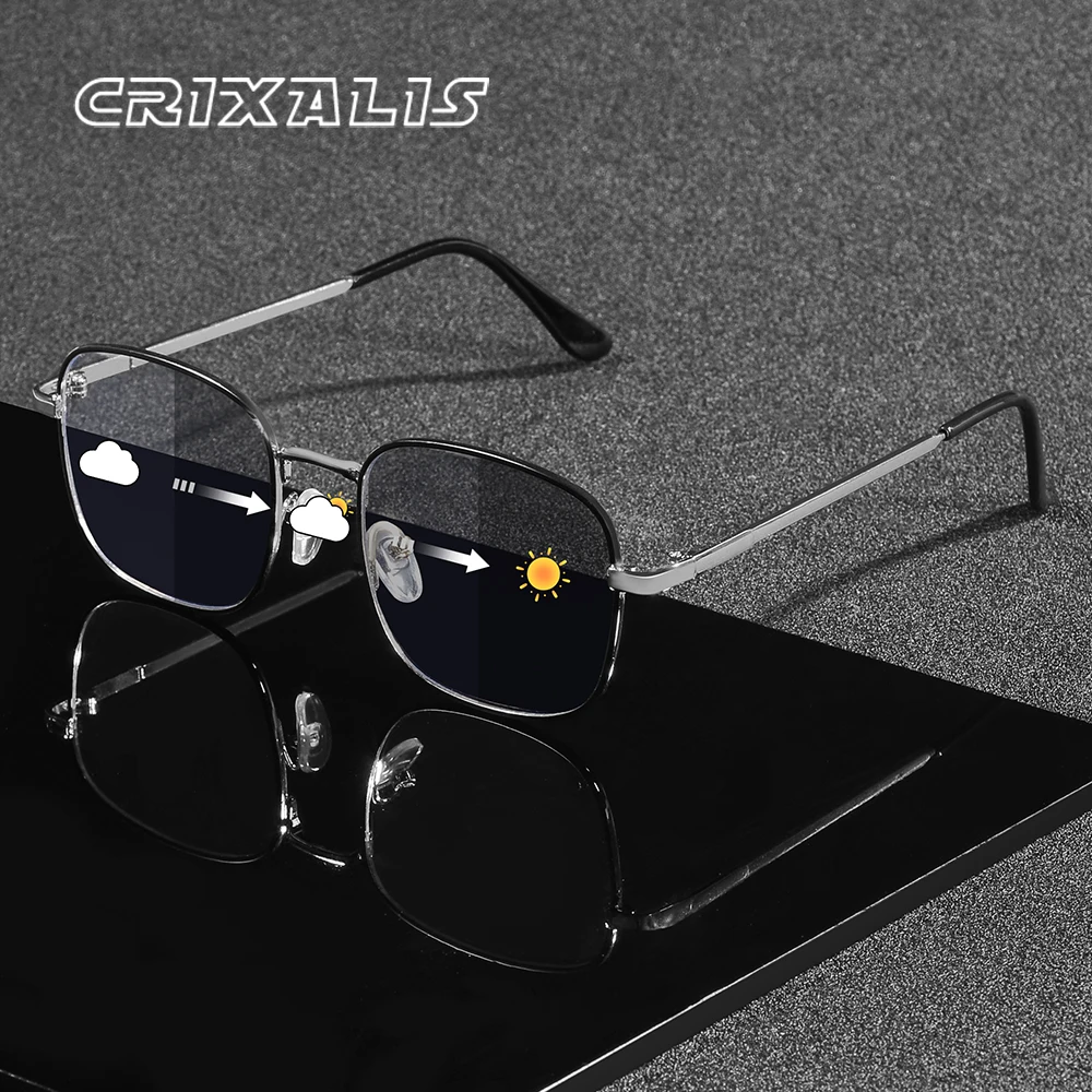 

CRIXALIS Photochromic Sunglasses For Men And Women Classic Retro Square Durable Metal Hinge Running Climbing Glasses UV400 Shade