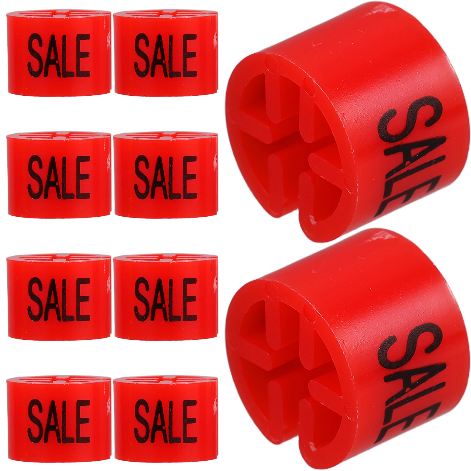 

100pcs Size Ring Buckle Bright Red Plastic Garment Markers Sale Tags Reusable Clothing