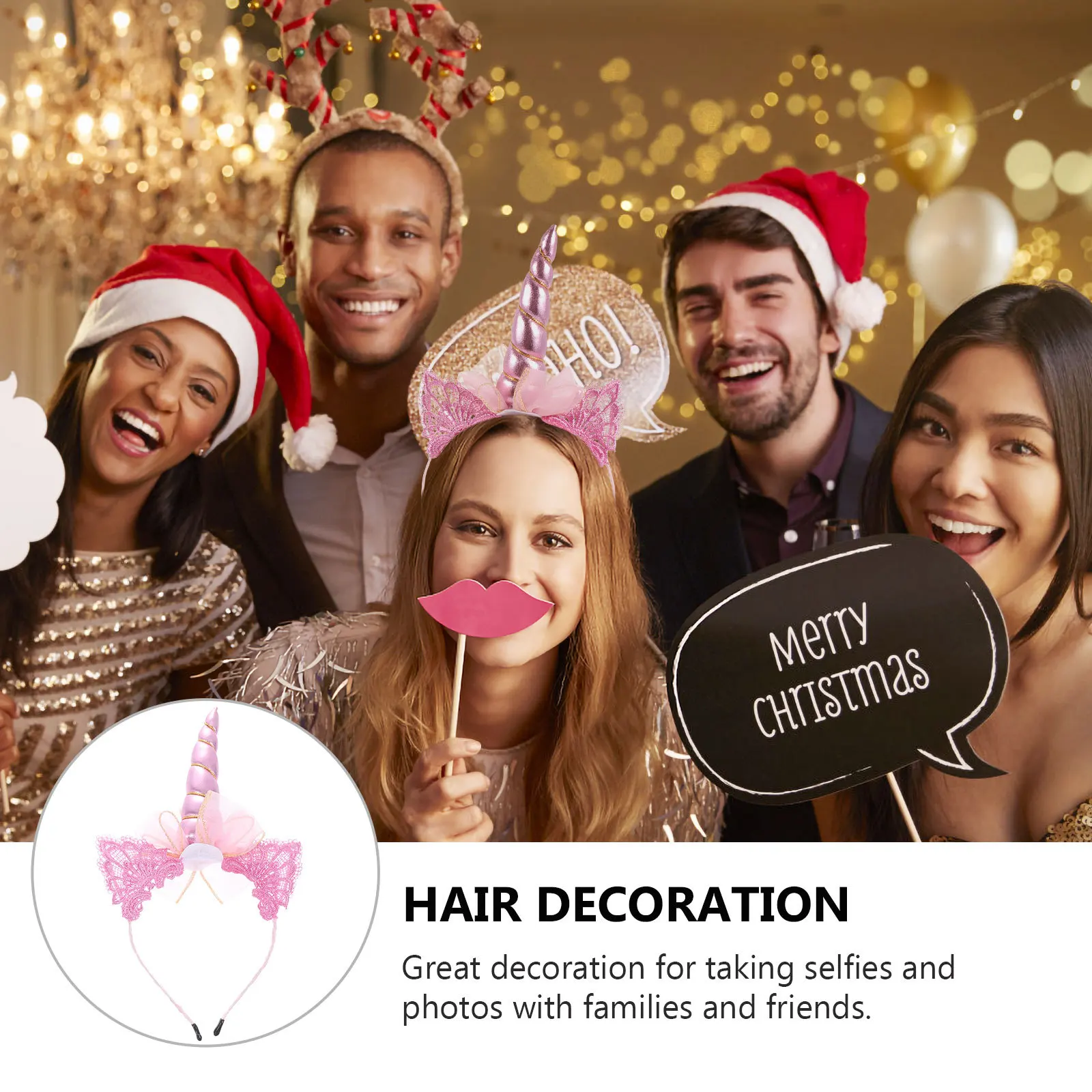 

2Pcs Unicorn Hair Hoops Chic Headdress Party Headband Creative Costume Hair Decor Party Headdress Hairband