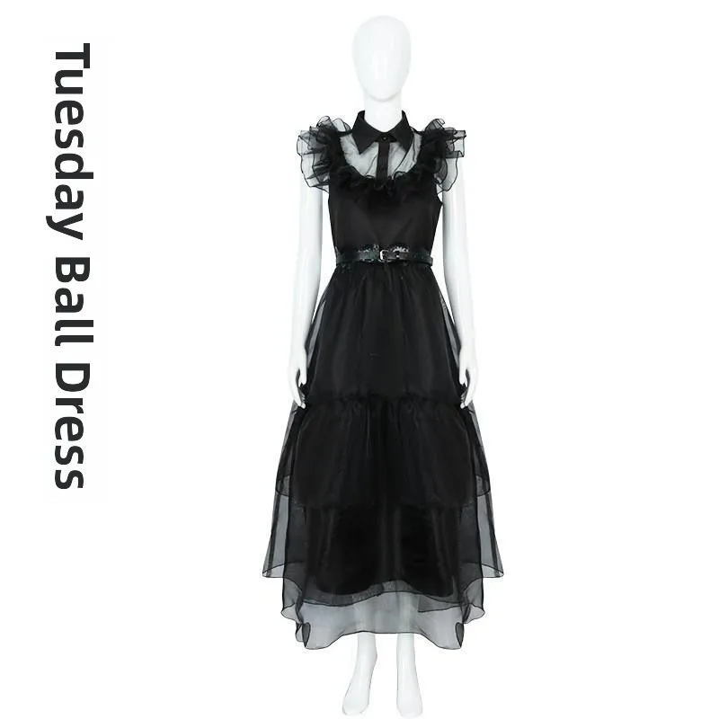 زي مدرسي أسود للتنكر، زي أداء مسرحي، ملابس تقليدية نسائية، ربيع 