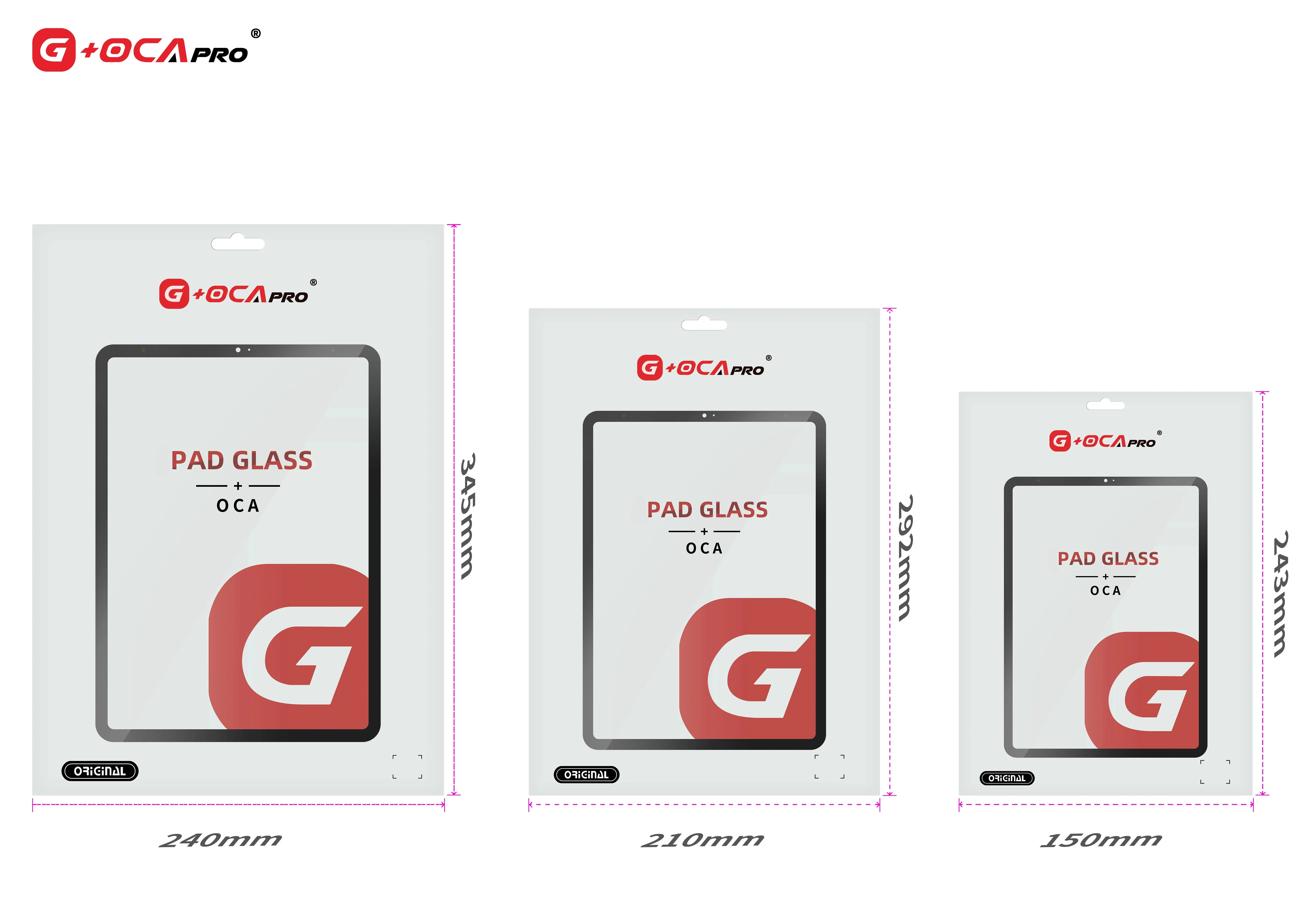 G+OCA-Pro Front Glass With OCA No Home Button For Pad 2-10 Mini1/2/3/4/5/6 Air 2/3/4/5/11/13 Pro 9.7/10.5/11 Inch LCD Repair image 3